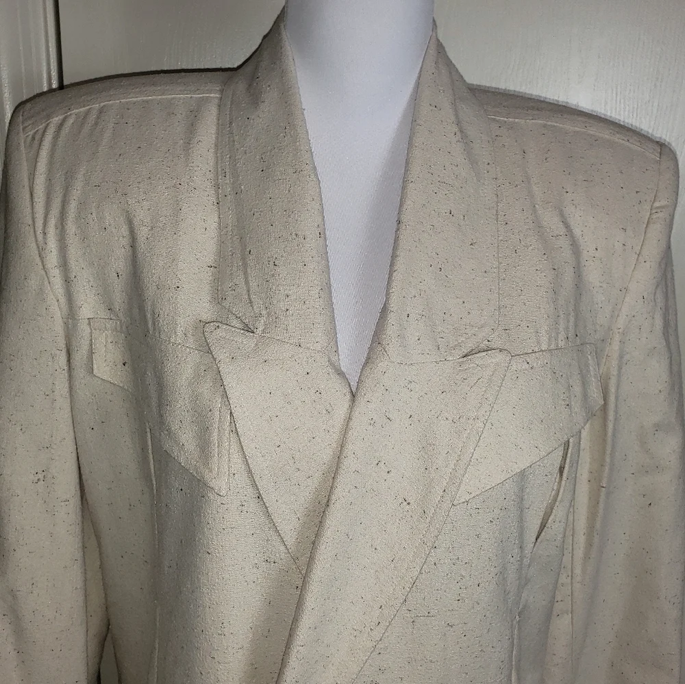 Naturelle George Georgiou Tan Beige 100% Silk Blazer Sz XS Western Style Jacket - Picture 2 of 16